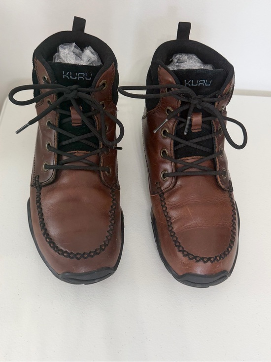 KURU Mens 8 Brown Leather Moc Toe Ankle Boots Orthopedic Comfort Orthotic Shoes